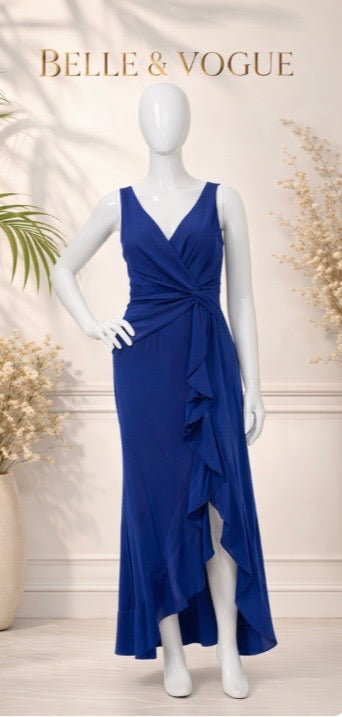 Robe longue "Améthyste Élégance" drapée asymétrique-Elégante et fluide