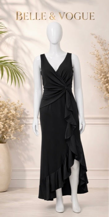 Robe longue "Améthyste Élégance" drapée asymétrique-Elégante et fluide