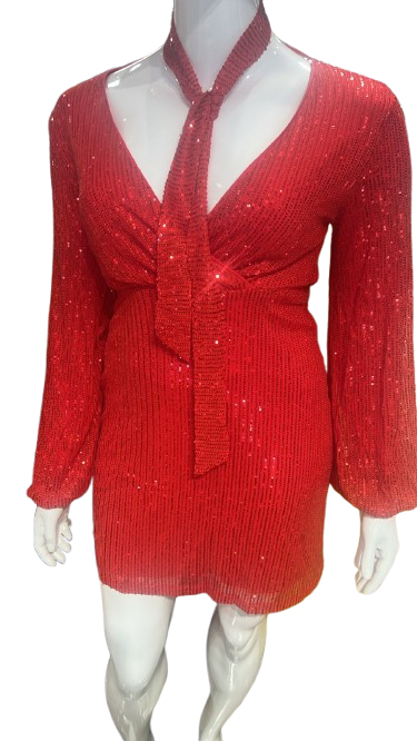 Robe "Red Glam" - Robe Courte Pailletée Élégante Femme