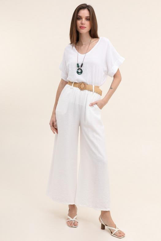 Pantalon Fluide Taille Haute Femme- Marbella